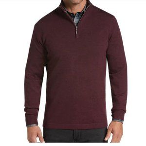 JOSEPH ABBOUD 1/4 Zip Wine Pullover Sweater M